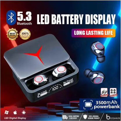 M90 Pro Earbuds – Bluetooth 5.3 LED Battery Display Power Bank Case