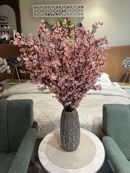 Artificial Cherry Blossom Flower Arrangement with Decorative Vase