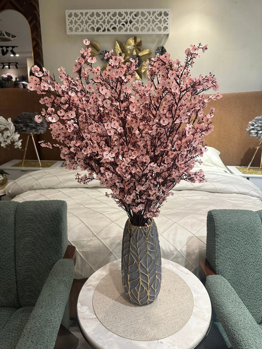 Artificial Cherry Blossom Flower Arrangement with Decorative Vase