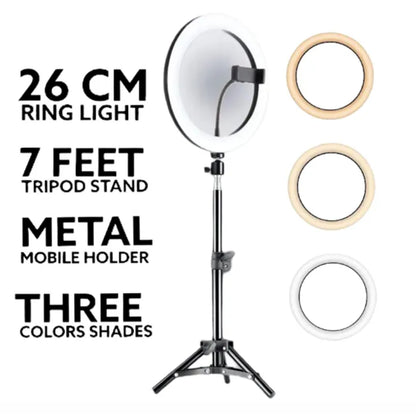 7 Feet Tripod with 26 CM Selfie Ring Light and Mobile Holder