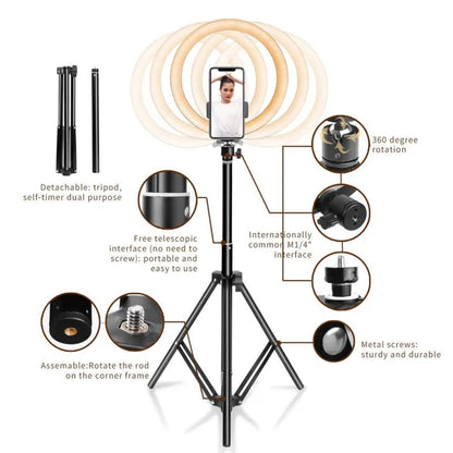 7 Feet Tripod with 26 CM Selfie Ring Light and Mobile Holder