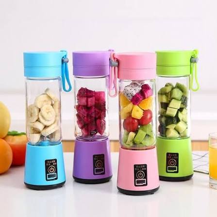 Portable USB Blender - Pink Color with Fruits