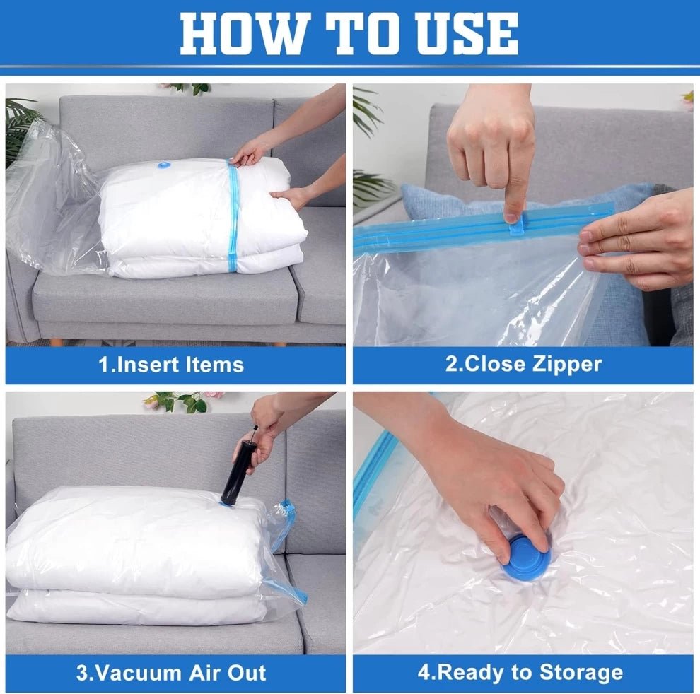 Compression Bags for Clothes, Blankets & Bedding | 5-Pack